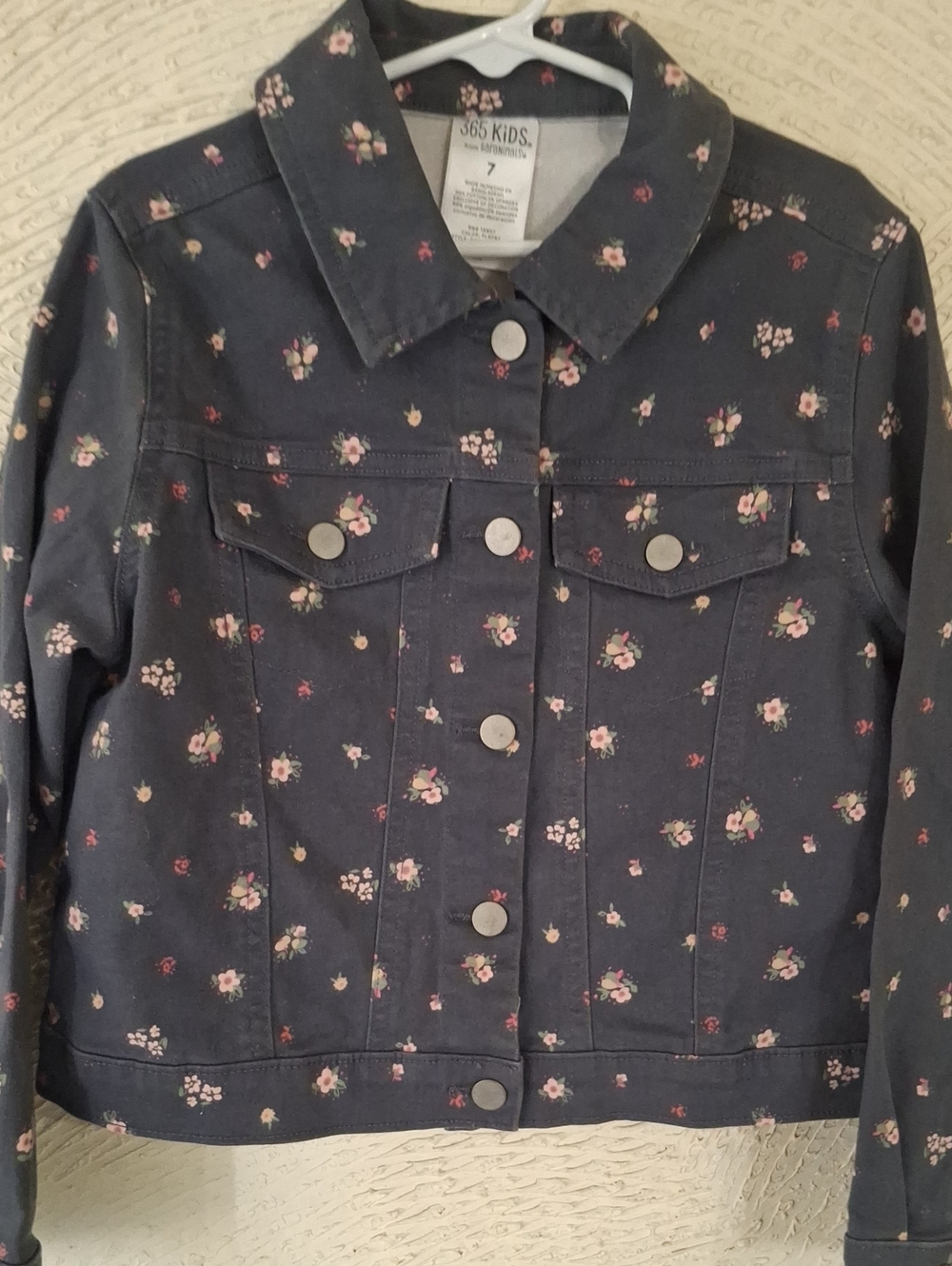 Garanimals Navy Floral Jean Jacket with Pink Accents